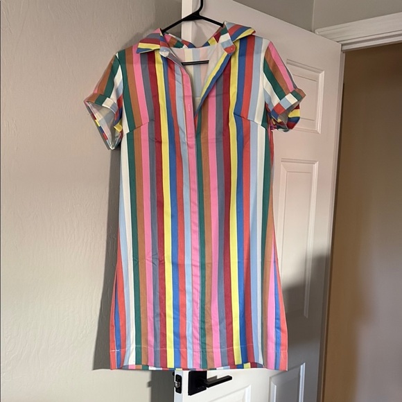 NWOT Colorful Striped Short Sleeve Dress - Picture 1 of 3